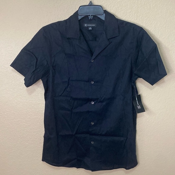 Men’s INC International Concepts Deep Black Island Breeze Button Down Shirt - Picture 1 of 9